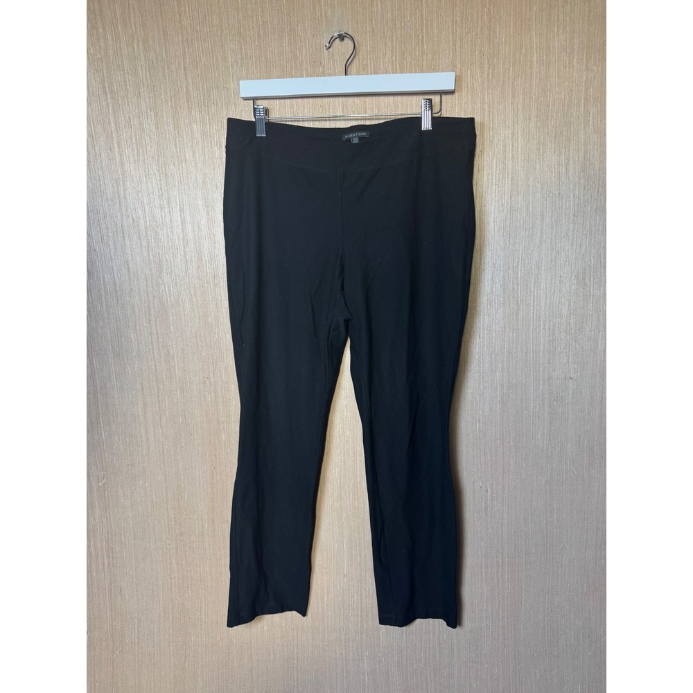 Eileen Fisher Womens Black Slim Leg Ankle Pants High Rise Stretch Pull On Large